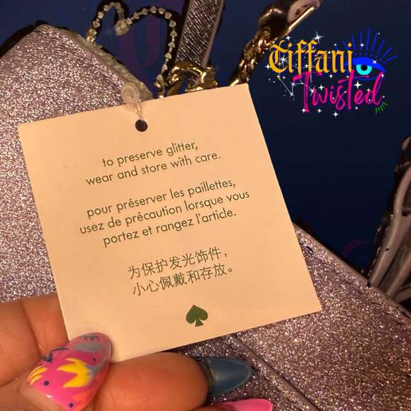 Kate Spade Glitter Envelope Crossbody Bag Lavender Pink NWT - Picture 3 of 6